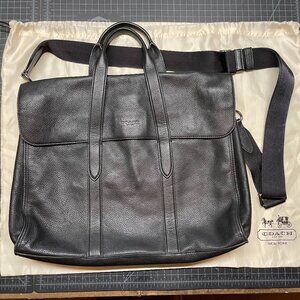 Coach Black Leather Messenger/Laptop Bag